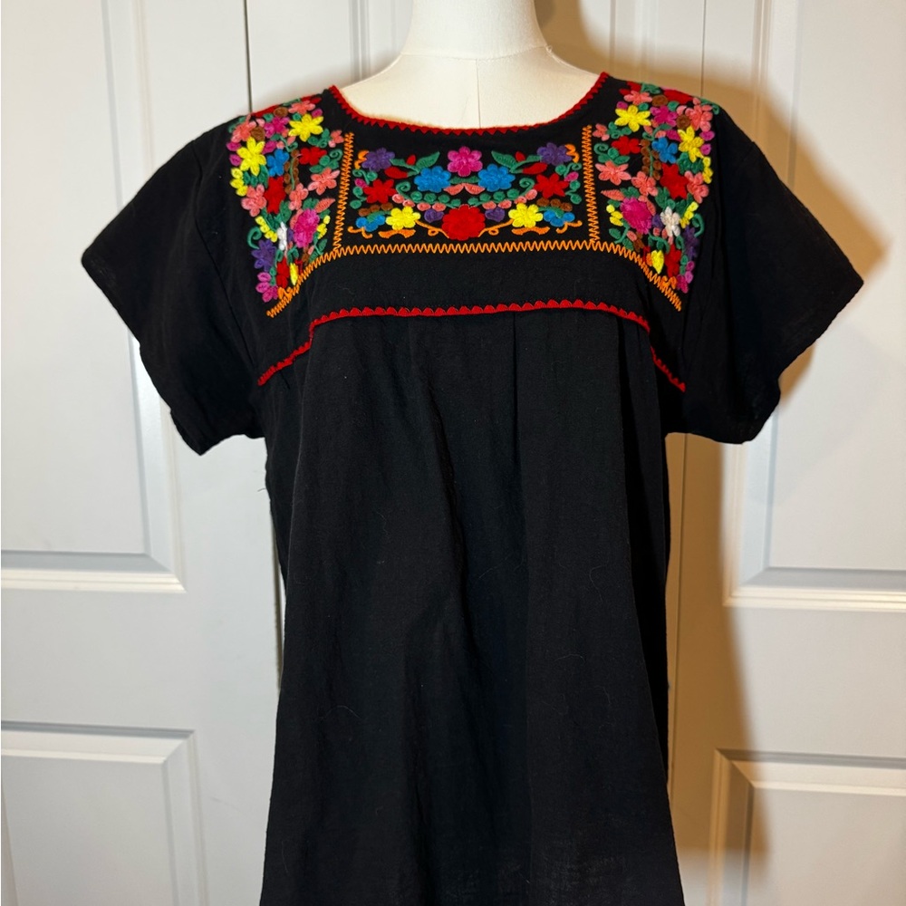 Embroidered Black Top 3XL
